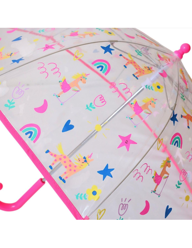 Parapluie licornes fluo transparent