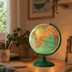 Globe terrestre lumineux vert