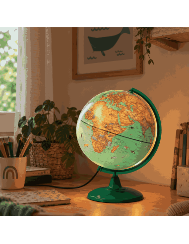 Globe terrestre lumineux vert