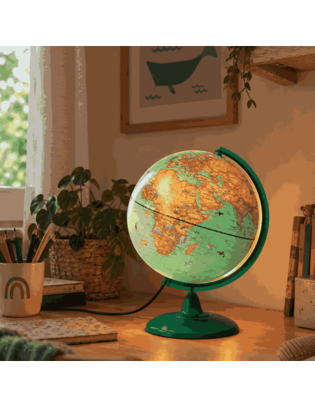 Globe terrestre lumineux vert