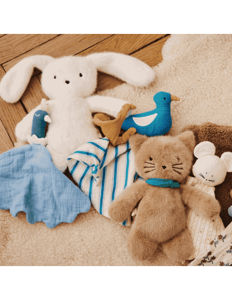 Doudou lapin crème et son doudou
