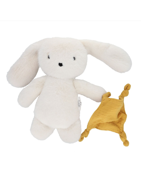 Doudou lapin crème et son doudou