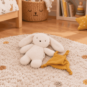 Doudou lapin crème et son doudou