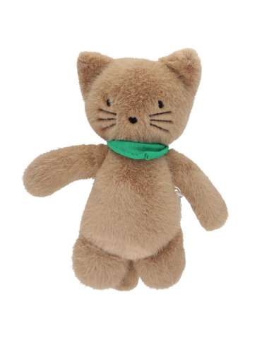 Doudou chat marron et son bandana