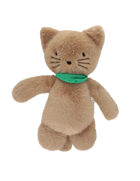 Doudou chat marron et son bandana