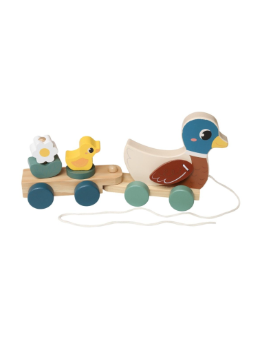 Jouet à tirer canard & poussins