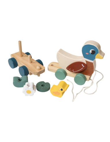 Jouet à tirer canard & poussins