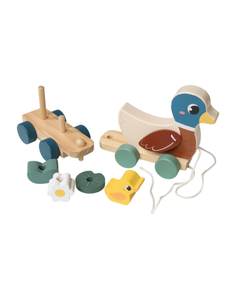 Jouet à tirer canard & poussins
