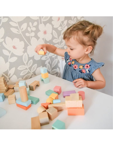 Seau de 50 blocs de construction en bois -...