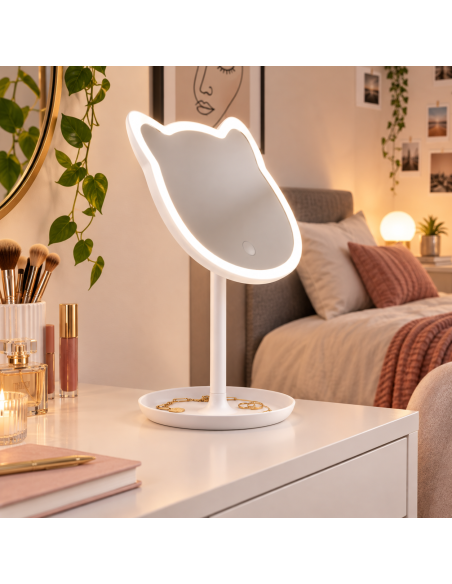 Miroir grossissant lumineux chat - Pasteq