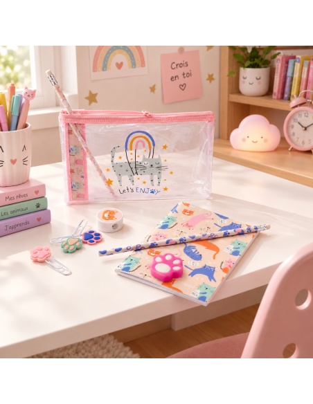 Set de papeterie chat - Pasteq
