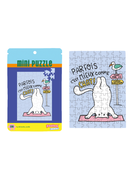 Mini puzzle "Parfois c'est mieux comme chat" - Pasteq