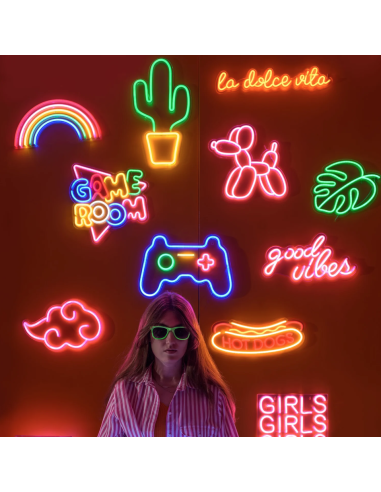 Néon led Chat lunettes - Pasteq