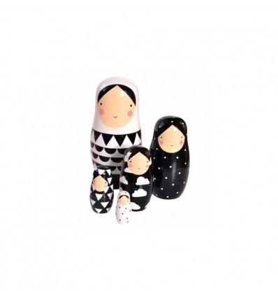 Gigognes matryoshka noir et blanc en bois Helen Dardik - Petit Monkey