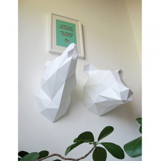 Kit de pliage papier trophée loup blanc - Assembli 2