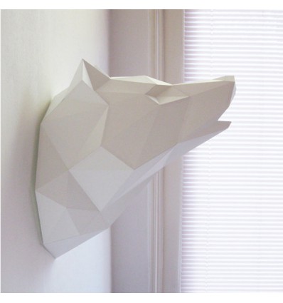 Kit de pliage papier trophée loup blanc - Assembli